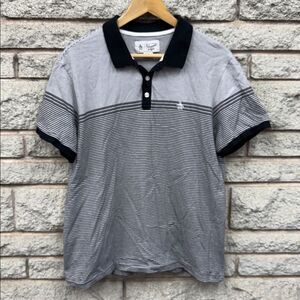 Men's Penguin Striped Polo Shirt - Black and Gray sz Large